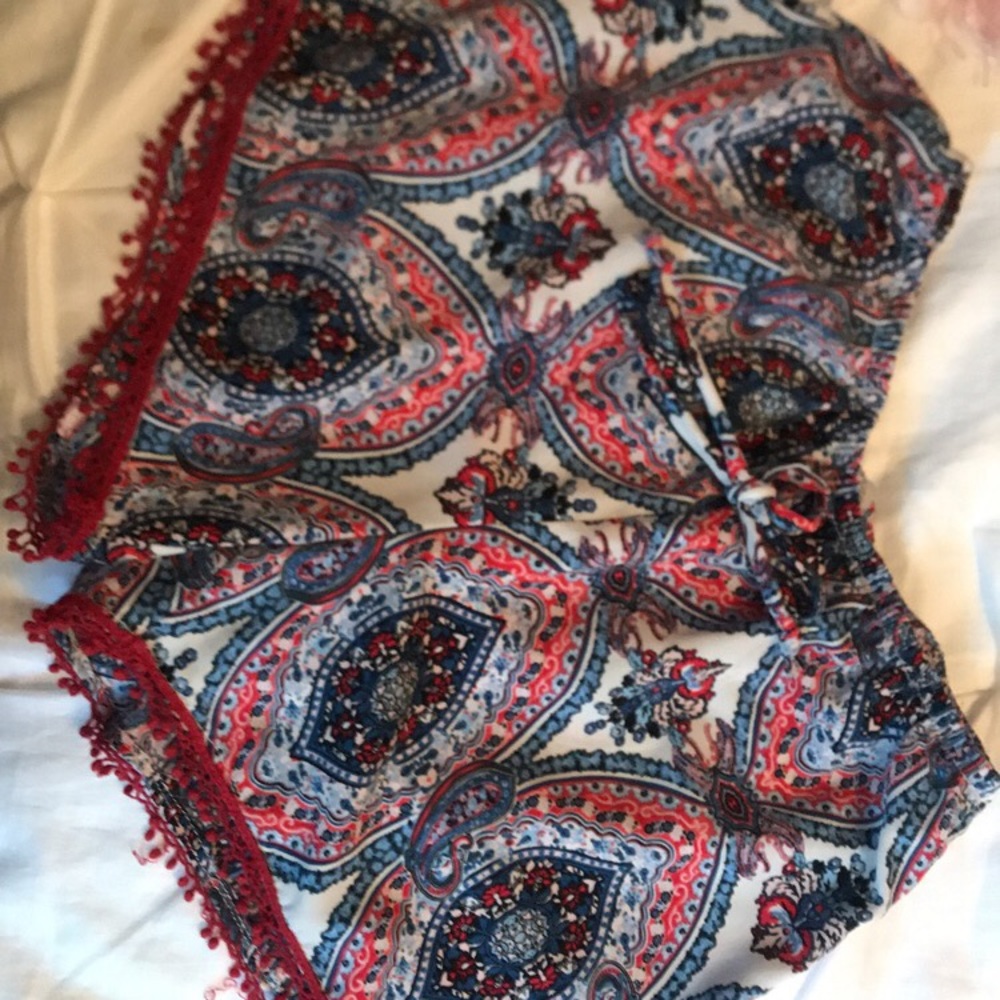 Charlotte Russe Red, White and Blue Flowy Shorts